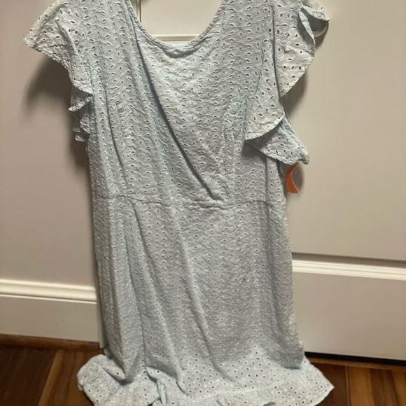 SHEIN Baby Blue Eyelet Summer Dress - Picture 1 of 3